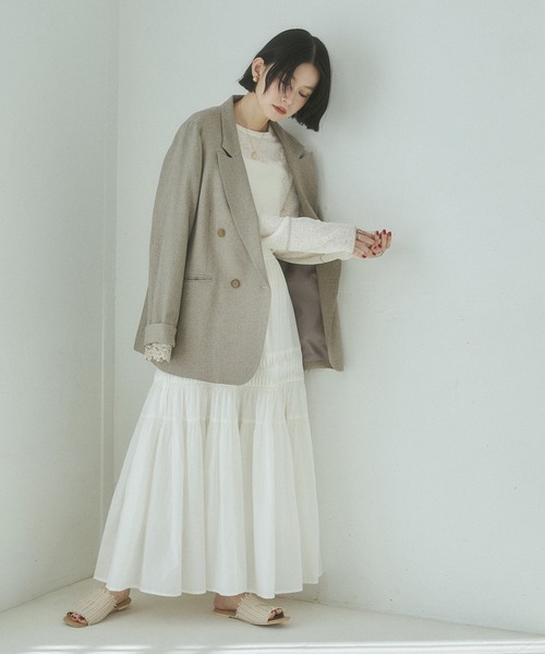 hunch(ハンチ)の「タックギャザースカート(スカート・レディース・オフホワイト/ブラック・FREE)」の6枚目の写真