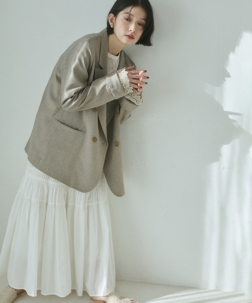 hunch(ハンチ)の「タックギャザースカート(スカート・レディース・オフホワイト/ブラック・FREE)」の7枚目の写真