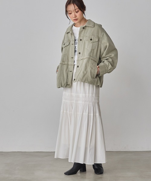 hunch(ハンチ)の「タックギャザースカート(スカート・レディース・オフホワイト/ブラック・FREE)」の15枚目の写真