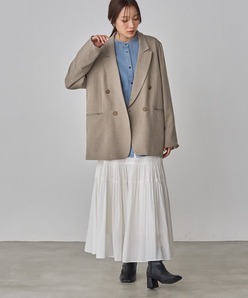 hunch(ハンチ)の「タックギャザースカート(スカート・レディース・オフホワイト/ブラック・FREE)」の4枚目の写真