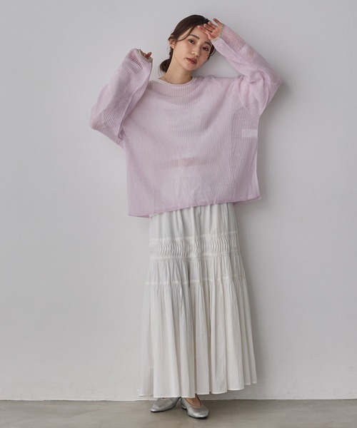 hunch(ハンチ)の「タックギャザースカート(スカート・レディース・オフホワイト/ブラック・FREE)」の18枚目の写真