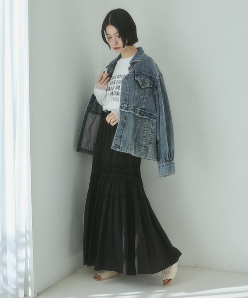 hunch(ハンチ)の「タックギャザースカート(スカート・レディース・オフホワイト/ブラック・FREE)」の20枚目の写真