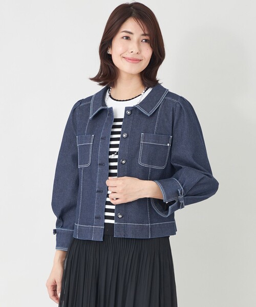 TO BE CHIC(トゥー ビー シック)の「エレガンスデニム ステンカラージャケット(デニムジャケット・レディース・ブルー系その他2/ネイビー・40)」の2枚目の写真