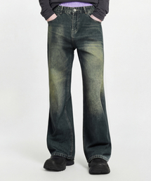 DWSE（ディーダブリューエスイー）の「セミフレアワイドデニムパンツ（ウォッシュドブルー）（デニムパンツ）」