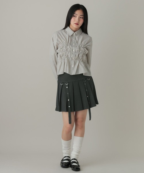 3.3 Field Trip （3.3フィールドトリップ）の「3.3 Field Trip／Dカンストラッププリーツスカート(インパン付き)（スカート・レディース・グレー/ブラック・FREE）」の5枚目の写真