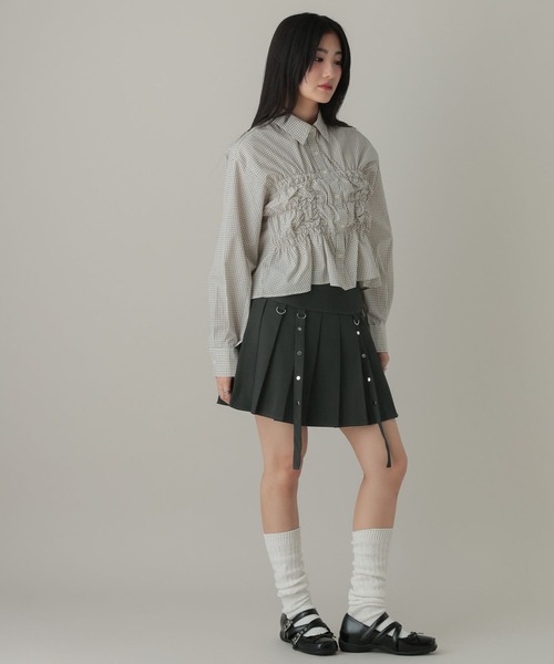 3.3 Field Trip （3.3フィールドトリップ）の「3.3 Field Trip／Dカンストラッププリーツスカート(インパン付き)（スカート・レディース・グレー/ブラック・FREE）」の6枚目の写真