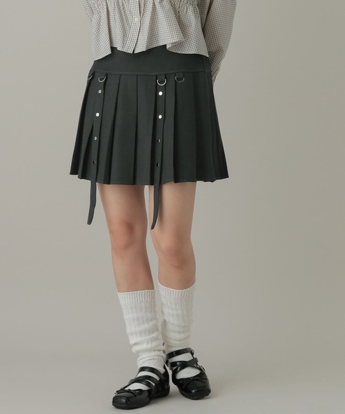 3.3 Field Trip （3.3フィールドトリップ）の「3.3 Field Trip／Dカンストラッププリーツスカート(インパン付き)（スカート・レディース・グレー/ブラック・FREE）」の7枚目の写真