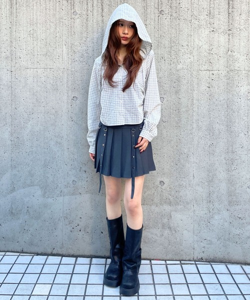 3.3 Field Trip （3.3フィールドトリップ）の「3.3 Field Trip／Dカンストラッププリーツスカート(インパン付き)（スカート・レディース・グレー/ブラック・FREE）」の11枚目の写真