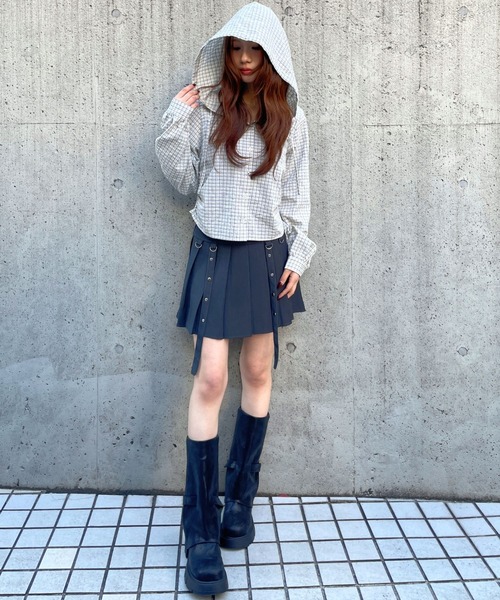 3.3 Field Trip （3.3フィールドトリップ）の「3.3 Field Trip／Dカンストラッププリーツスカート(インパン付き)（スカート・レディース・グレー/ブラック・FREE）」の12枚目の写真