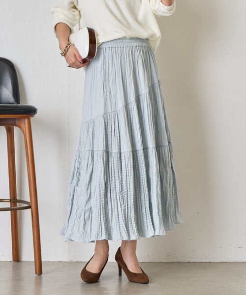 Jena espace merveilleux（ジェナ　エスパスメルヴェイユ）の「【WEB限定】クリンクルギャザースカート（スカート・レディース・ブラック/アイボリー/ピンク/ブルー・FREE）」の4枚目の写真