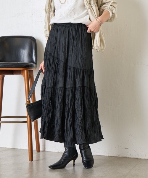 Jena espace merveilleux（ジェナ　エスパスメルヴェイユ）の「【WEB限定】クリンクルギャザースカート（スカート・レディース・ブラック/アイボリー/ピンク/ブルー・FREE）」の3枚目の写真