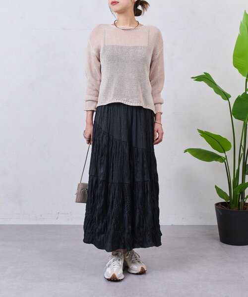 Jena espace merveilleux（ジェナ　エスパスメルヴェイユ）の「【華やか春気分/オールゴム】クリンクルギャザースカート（スカート・レディース・ブラック/アイボリー/ピンク/ブルー/ミント・FREE）」の10枚目の写真