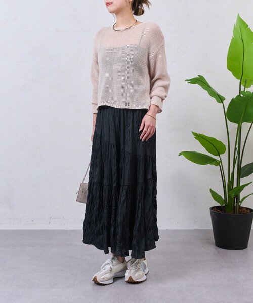 Jena espace merveilleux（ジェナ　エスパスメルヴェイユ）の「【華やか春気分/オールゴム】クリンクルギャザースカート（スカート・レディース・ブラック/アイボリー/ピンク/ブルー/ミント・FREE）」の11枚目の写真