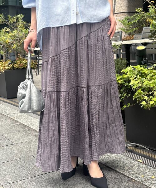 Jena espace merveilleux（ジェナ　エスパスメルヴェイユ）の「【華やか春気分/オールゴム】クリンクルギャザースカート（スカート・レディース・ブラック/アイボリー/ピンク/ブルー/ミント・FREE）」の18枚目の写真
