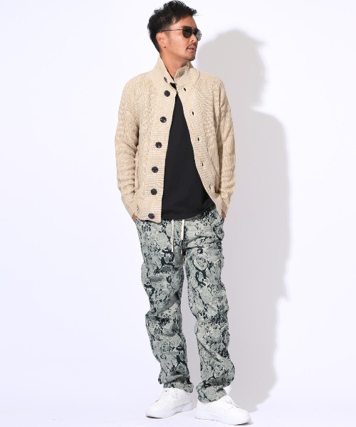 LUXSTYLE(ラグスタイル)の「ダメージ加工総柄ジャガードスリムイージーパンツ(スラックス・メンズ・ネイビー・L/M)」の5枚目の写真