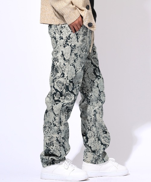 LUXSTYLE(ラグスタイル)の「ダメージ加工総柄ジャガードスリムイージーパンツ(スラックス・メンズ・ネイビー・L/M)」の6枚目の写真