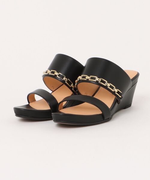 LANVIN collection(ランバン コレクション)の「チェーンモチーフウェッジミュールサンダル(サンダル・レディース・ホワイト/ブラック系その他/ブラック・M(23.5cm)/L(24.5cm)/S(22.5cm))」の1枚目の写真