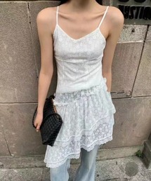 アシンメトリーフリルヘムキャミワンピース