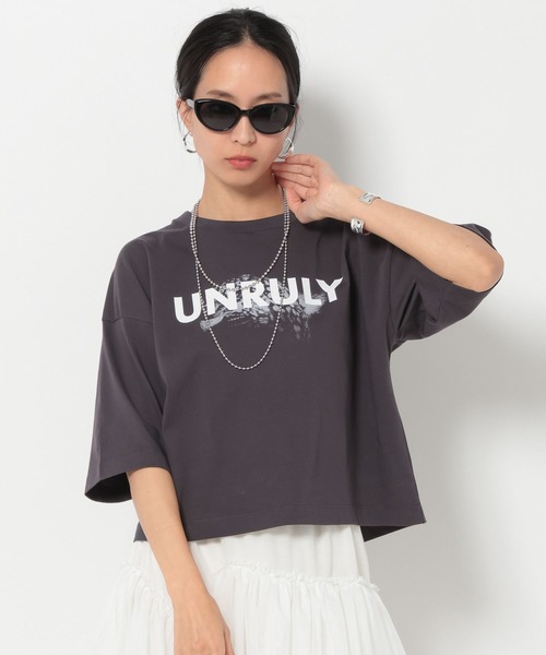 HEREIAM（ヘレイアム）の「【HEREIAM】UNRULY T（Tシャツ/カットソー・レディース・チャコール/オフホワイト・FREE）」の2枚目の写真