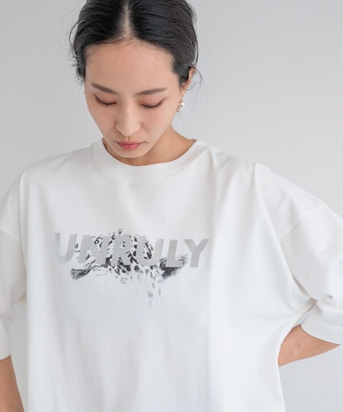 HEREIAM（ヘレイアム）の「【HEREIAM】UNRULY T（Tシャツ/カットソー・レディース・チャコール/オフホワイト・FREE）」の6枚目の写真