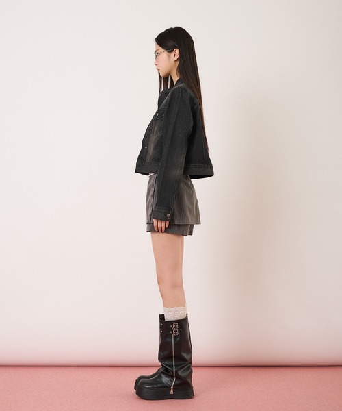 hazyl（ヘイジル）の「compact denim riders jacket / コンパクトデニムライダースジャケット（ブルゾン・レディース・インディゴブルー/ブラック・フリー）」の22枚目の写真