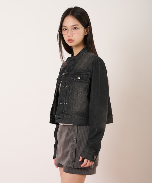 hazyl（ヘイジル）の「compact denim riders jacket / コンパクトデニムライダースジャケット（ブルゾン・レディース・インディゴブルー/ブラック・フリー）」の15枚目の写真