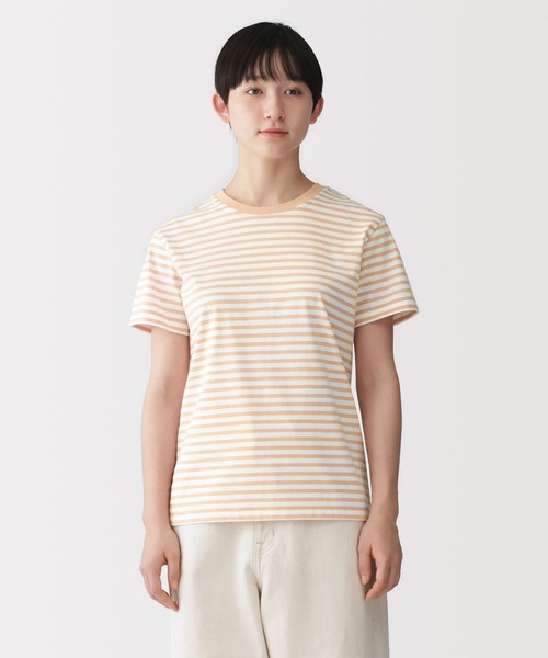 無印良品(ムジルシリョウヒン)の「婦人 天竺編みクルーネック半袖Tシャツ(Tシャツ/カットソー・レディース・ブラック/ライトオレンジ系/グレー/ブルー系/ブラック系/オレンジ系/ブラック系1/ホワイト・S/M/L/XL)」の7枚目の写真
