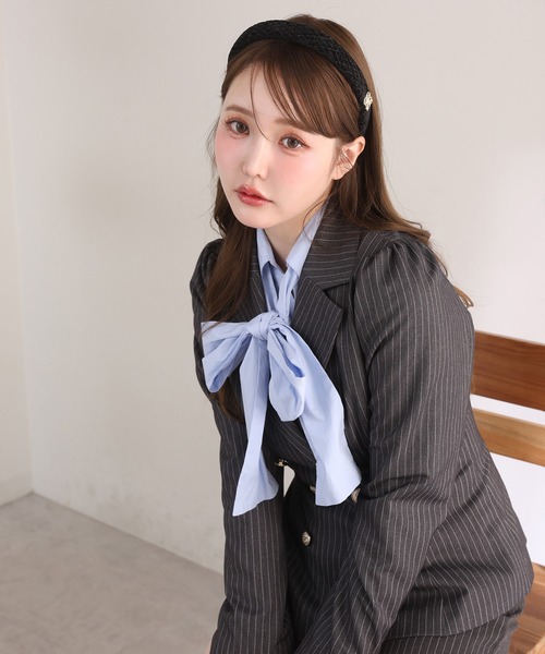 one after another NICE CLAUP（ワンアフターアナザーナイスクラップ）の「【Eliane Collection】ロゴカチューシャ（カチューシャ・レディース・サックスブルー/ピンク/ブラック/アイボリー・FREE）」の5枚目の写真