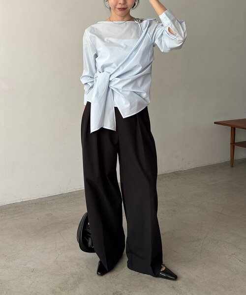 CAPRICIEUX LE'MAGE（カプリシューレマージュ）の「アシメリボンブラウス（シャツ/ブラウス・レディース・ホワイト/ブルー・FREE）」の12枚目の写真