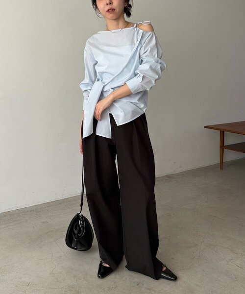 CAPRICIEUX LE'MAGE（カプリシューレマージュ）の「アシメリボンブラウス（シャツ/ブラウス・レディース・ホワイト/ブルー・FREE）」の14枚目の写真