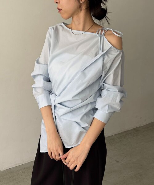 CAPRICIEUX LE'MAGE（カプリシューレマージュ）の「アシメリボンブラウス（シャツ/ブラウス・レディース・ホワイト/ブルー・FREE）」の15枚目の写真