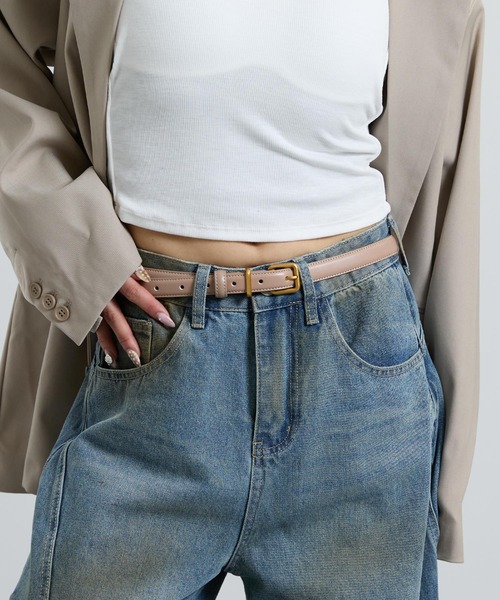 ANAP（アナップ）の「レザーデザイン 細ベルト（ベルト・レディース・ブラウン/ベージュ/ブラック・F）」の6枚目の写真