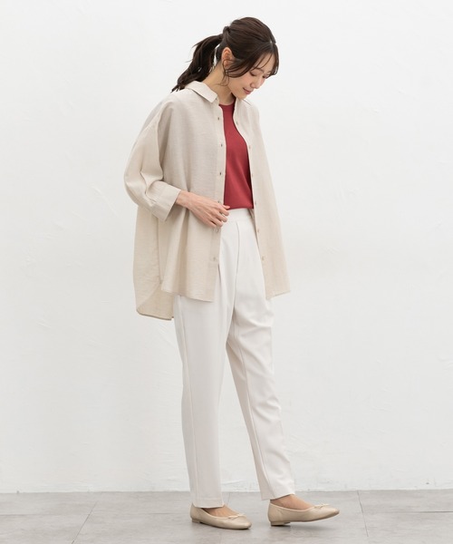 Honeys（ハニーズ）の「【ハニさら・接触冷感】７分袖ゆるシャツ（シャツ/ブラウス・レディース・ネイビー/ベージュ/モカ/ピンク/アイボリー/ブルーグレー・L/LL/M）」の20枚目の写真