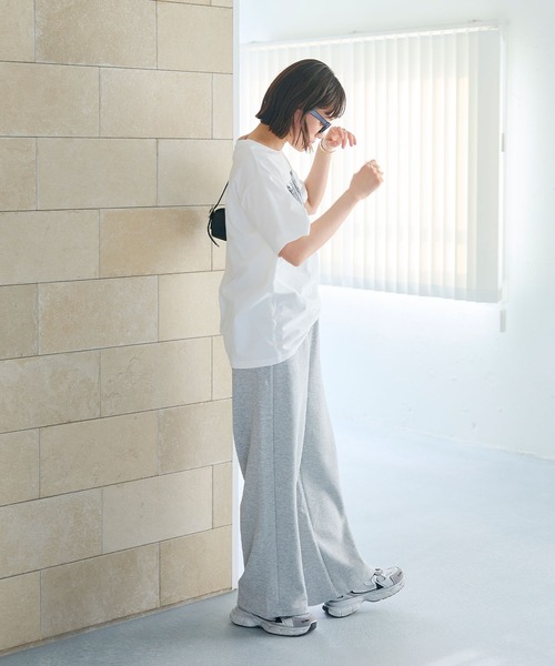 CROSS FUNCTION（クロスファンクション）の「《ストレッチ》エブ楽 スウェットワイドパンツ【CROSS FUNCTION/クロスファンクション】（スウェットパンツ・レディース・ブラック/杢グレー・M/L/LL）」の10枚目の写真