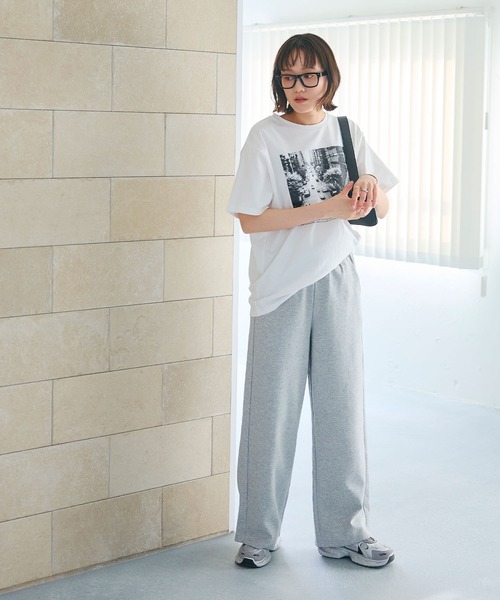 CROSS FUNCTION（クロスファンクション）の「《ストレッチ》エブ楽 スウェットワイドパンツ【CROSS FUNCTION/クロスファンクション】（スウェットパンツ・レディース・ブラック/杢グレー・M/L/LL）」の5枚目の写真