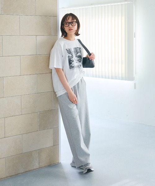 CROSS FUNCTION（クロスファンクション）の「《ストレッチ》エブ楽 スウェットワイドパンツ【CROSS FUNCTION/クロスファンクション】（スウェットパンツ・レディース・ブラック/杢グレー・M/L/LL）」の6枚目の写真