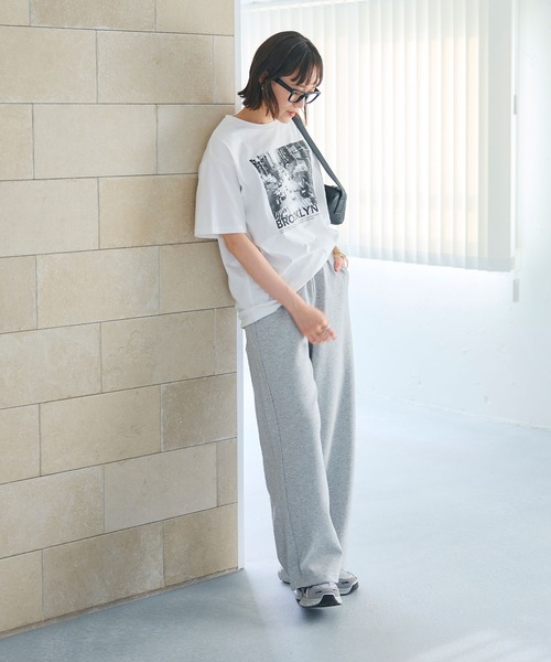 CROSS FUNCTION（クロスファンクション）の「《ストレッチ》エブ楽 スウェットワイドパンツ【CROSS FUNCTION/クロスファンクション】（スウェットパンツ・レディース・ブラック/杢グレー・M/L/LL）」の7枚目の写真