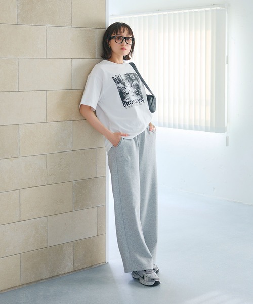 CROSS FUNCTION（クロスファンクション）の「《ストレッチ》エブ楽 スウェットワイドパンツ【CROSS FUNCTION/クロスファンクション】（スウェットパンツ・レディース・ブラック/杢グレー・M/L/LL）」の8枚目の写真