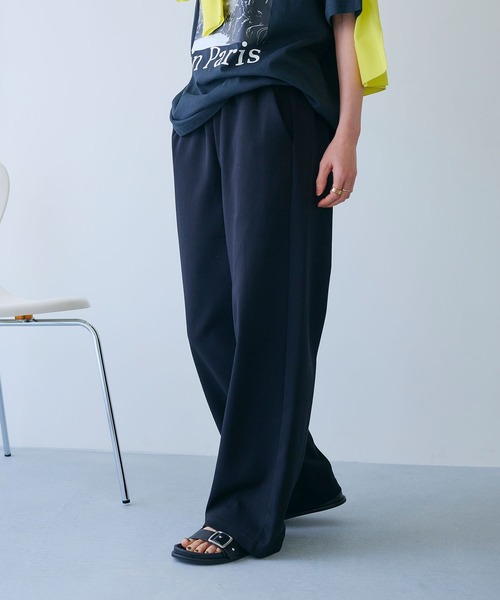 CROSS FUNCTION（クロスファンクション）の「《ストレッチ》エブ楽 スウェットワイドパンツ【CROSS FUNCTION/クロスファンクション】（スウェットパンツ・レディース・ブラック/杢グレー・M/L/LL）」の22枚目の写真