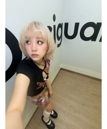 Desigual | ビッグフラワープリントスリットリブTシャツ(Tシャツ/カットソー)