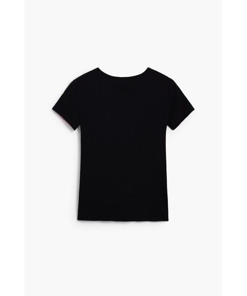 Desigual(デシグアル)の「ビッグフラワープリントスリットリブTシャツ(Tシャツ/カットソー・レディース・ブラック・XL/L/M/S/XS)」の2枚目の写真