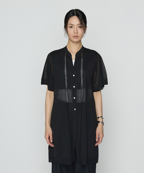 Gabardine K.T(ギャバジンケーティー)の「シャイニーシアーヤーン シアーロングカーデ(カーディガン/ボレロ・レディース・ダークブラウン/ブラック・9号)」の12枚目の写真