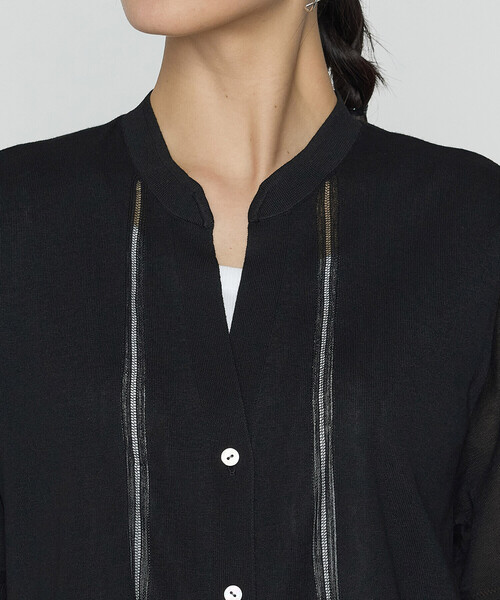 Gabardine K.T(ギャバジンケーティー)の「シャイニーシアーヤーン シアーロングカーデ(カーディガン/ボレロ・レディース・ダークブラウン/ブラック・9号)」の15枚目の写真