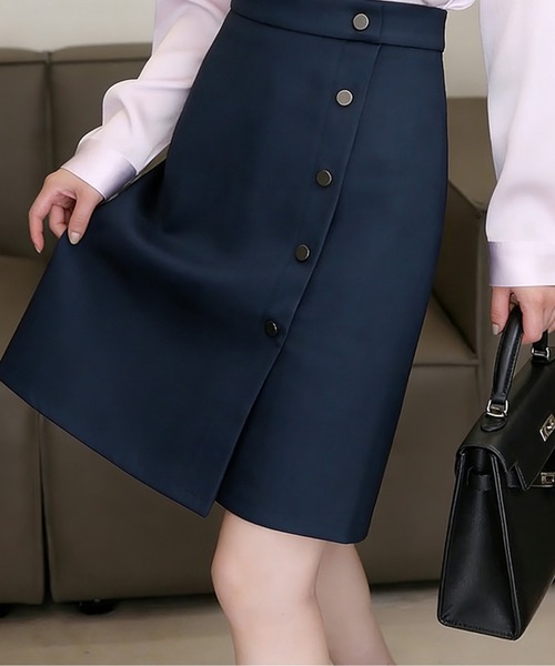 AMAJI（アマジ）の「ミディ丈ラップスカート（スカート・レディース・グレー/ブルー/ブラック・SMALL/LARGE/X-LARGE/MEDIUM）」の3枚目の写真