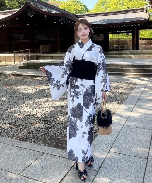 one after another NICE CLAUP（ワンアフターアナザーナイスクラップ）の「【1人で着られる】セパレート浴衣 / 浴衣+作り帯セット【接触冷感/吸水速乾】（浴衣・レディース・ホワイト系その他・FREE）」の22枚目の写真