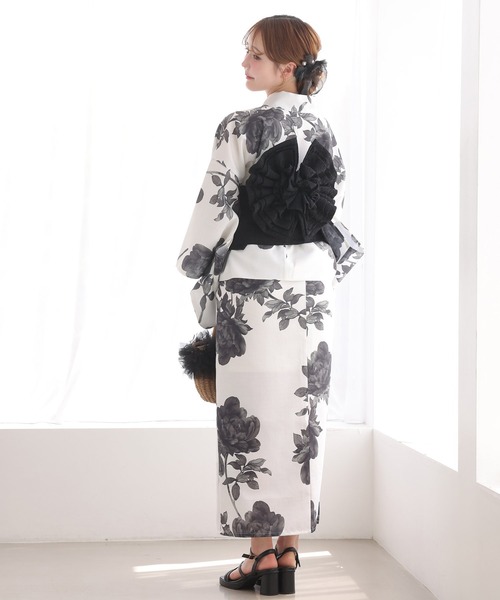 one after another NICE CLAUP（ワンアフターアナザーナイスクラップ）の「【1人で着られる】セパレート浴衣 / 浴衣+作り帯セット【接触冷感/吸水速乾】（浴衣・レディース・ホワイト系その他・FREE）」の16枚目の写真