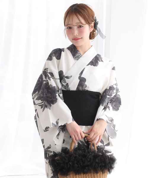 one after another NICE CLAUP（ワンアフターアナザーナイスクラップ）の「【1人で着られる】セパレート浴衣 / 浴衣+作り帯セット【接触冷感/吸水速乾】（浴衣・レディース・ホワイト系その他・FREE）」の18枚目の写真