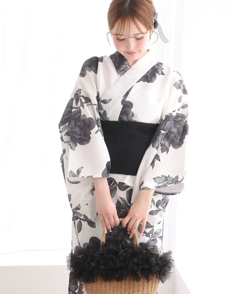 one after another NICE CLAUP（ワンアフターアナザーナイスクラップ）の「【1人で着られる】セパレート浴衣 / 浴衣+作り帯セット【接触冷感/吸水速乾】（浴衣・レディース・ホワイト系その他・FREE）」の19枚目の写真