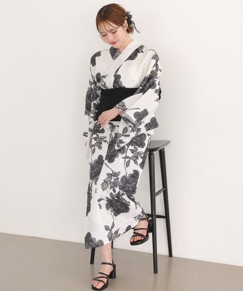 one after another NICE CLAUP（ワンアフターアナザーナイスクラップ）の「【1人で着られる】セパレート浴衣 / 浴衣+作り帯セット【接触冷感/吸水速乾】（浴衣・レディース・ホワイト系その他・FREE）」の9枚目の写真