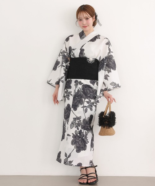 one after another NICE CLAUP（ワンアフターアナザーナイスクラップ）の「【1人で着られる】セパレート浴衣 / 浴衣+作り帯セット【接触冷感/吸水速乾】（浴衣・レディース・ホワイト系その他・FREE）」の10枚目の写真